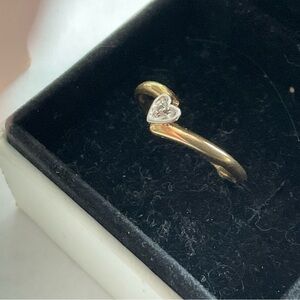 10K Solid Gold Heart Ring with a small diamond